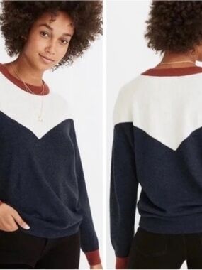 Madewell Colorblock Chevron Pullover Sweater – Size XS – Soft Knit